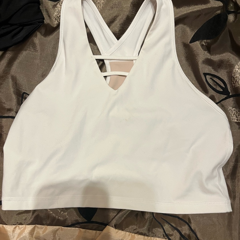 White Strappy Sports Bra